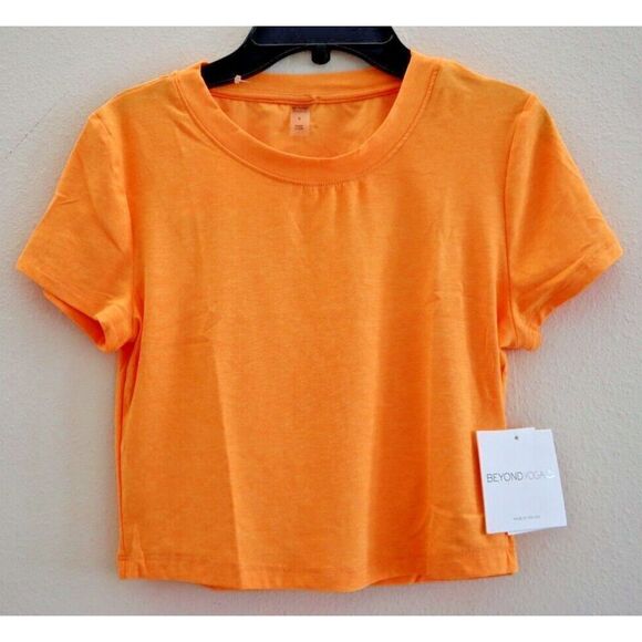 Beyond Yoga LWSD7842 Women's Sz S Orange Featherweight Perspective Cropped Tee - Picture 1 of 7
